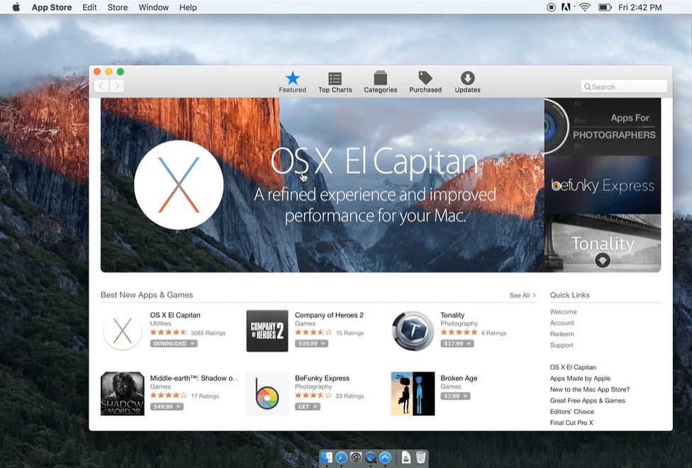 how many gigs for mac osx el capitain